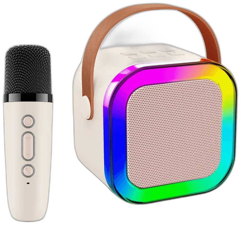 PARLANTE KARAOKE CON MICROFONO INNOVA BEIGE